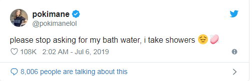 Twitch美女主播已经无奈 请求粉丝们别来买洗澡水
